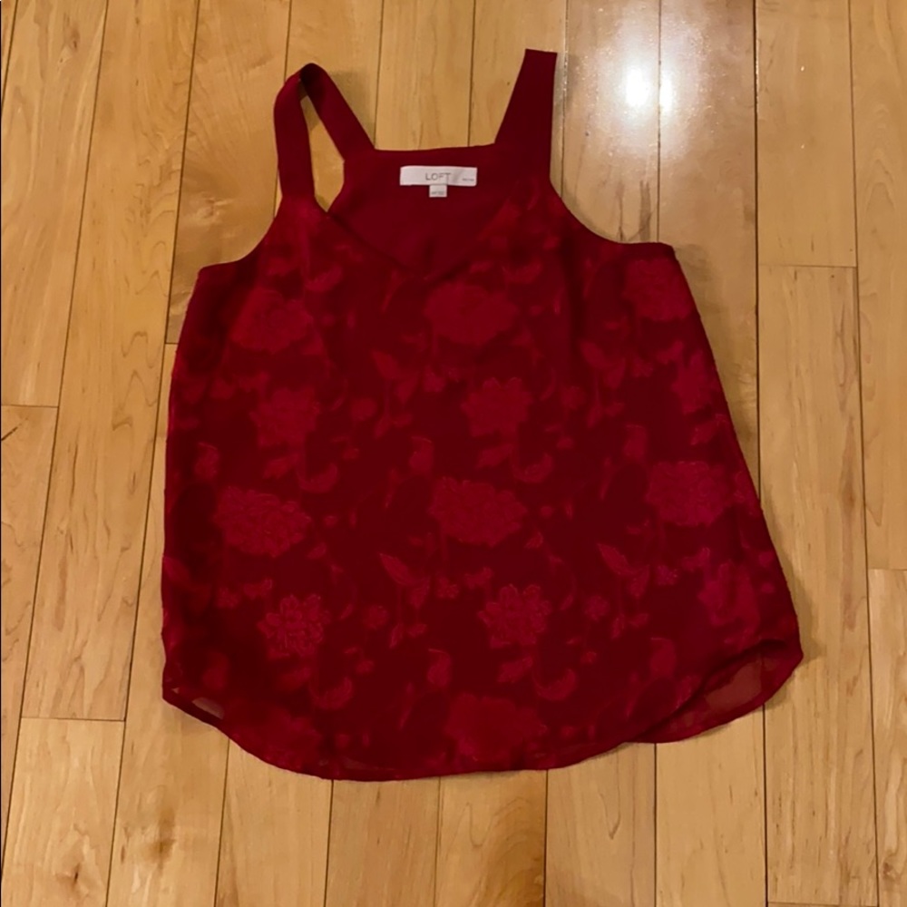 Red silk Loft blouse